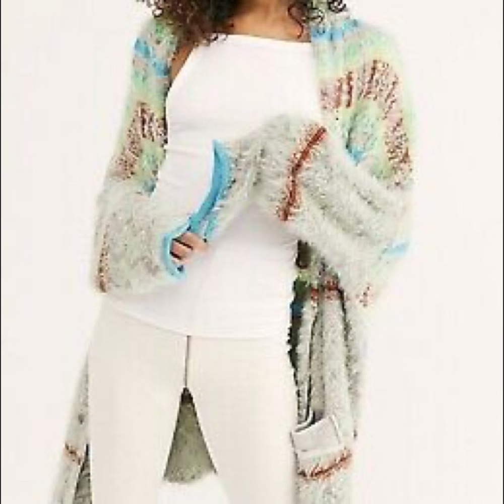 Free People Fair Weather fuzzy striped cardigan - Picture 6 of 9